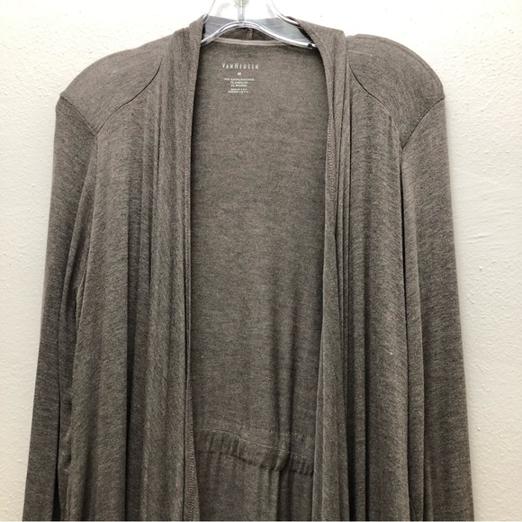 Van Heusen Women's Size M Tan Long Sleeve Open Front Asymmetric Hem Cardigan - Picture 3 of 8